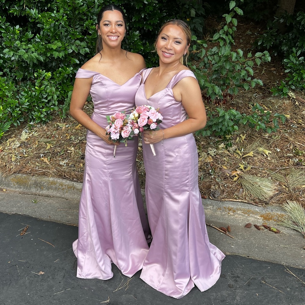 Blush pink long bridesmaid formal dress